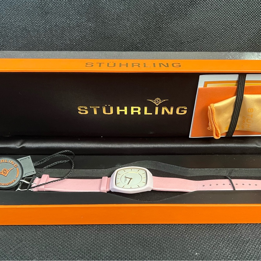 Stuhrling Masquerade Quartz Pink Leather Strap Watch